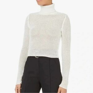 A.L.C. Jones Open Knit Preppy Coastal Layering Cropped Turtleneck Sweater XS